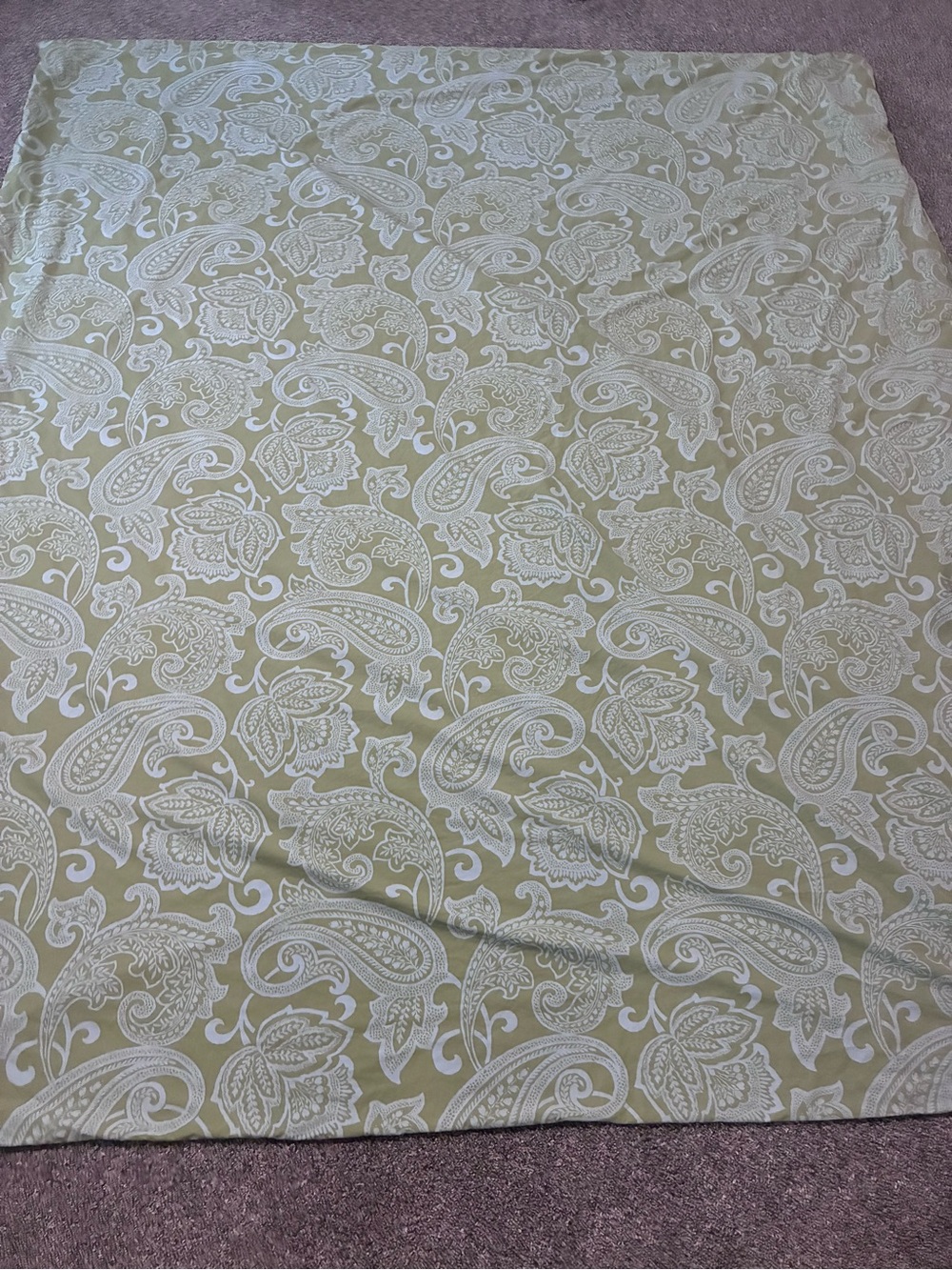 3 Piece Pottery Barn Duvet Set Green Paisley King Boho Vintage - Picture 2 of 11